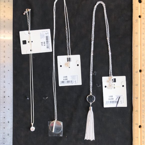 5 Pc NIP NWT New Necklace Bracelet Lot Silver Gold Tone SAQ Rhinestone Tassel - Picture 9 of 9